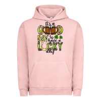 Pigment Salmon It's a Good Day To Have a Lucky Day Urban Hoodie - CowhideDigitalArt