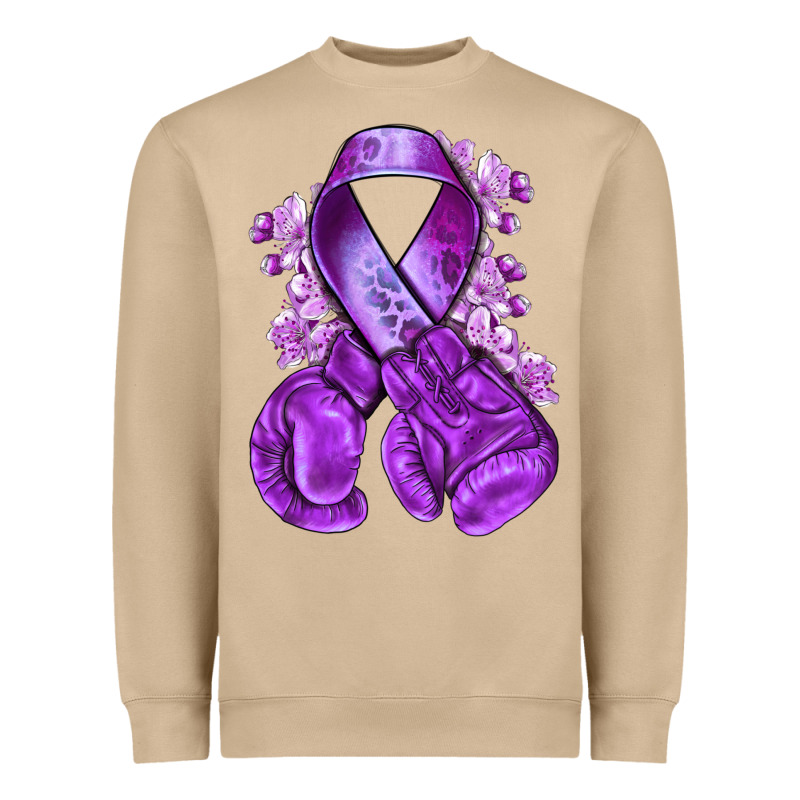Purple Ribbon With Boxing Gloves Heavyweight Sweatshirt by NancyCooperArtShop | Teevron