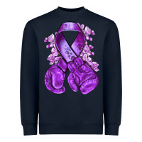 Navy purple ribbon with boxing gloves Heavyweight Sweatshirt - NancyCooperArtShop