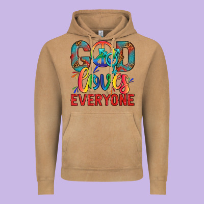 Lgbtq God Loves Everyone With Unicorn Vintage Hoodie Designed By Bundleandbundleshop
