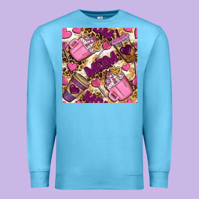 Mom Coffee Cups With Leopard Seamless Pattern Bbs Premium Sweatshirt Designed By Bundleandbundleshop