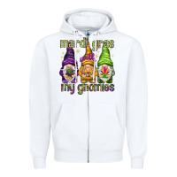 White Mardi Gras with my gnomies Zipper Hoodie - HowdyJamesFarm