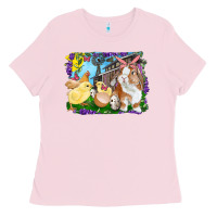Bubblegum Pink easter farm chicks and bunny Ladies Tee - RanaPortraitStore