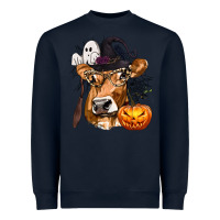 Navy Boo Heifer Cow Halloween Heavyweight Sweatshirt - texasbilliewilder