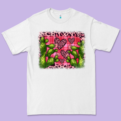 Valentine's Day Cactus Background Premium Tee Designed By Jahusdesignshop