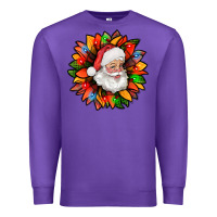 Purple santa claus with sunflower christmas bbs Premium Sweatshirt - BundleAndBundleShop