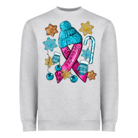 Heather Grey winter breast cancer ribbon Heavyweight Sweatshirt - NancyCooperArtShop