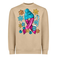 Mushroom winter breast cancer ribbon Heavyweight Sweatshirt - NancyCooperArtShop