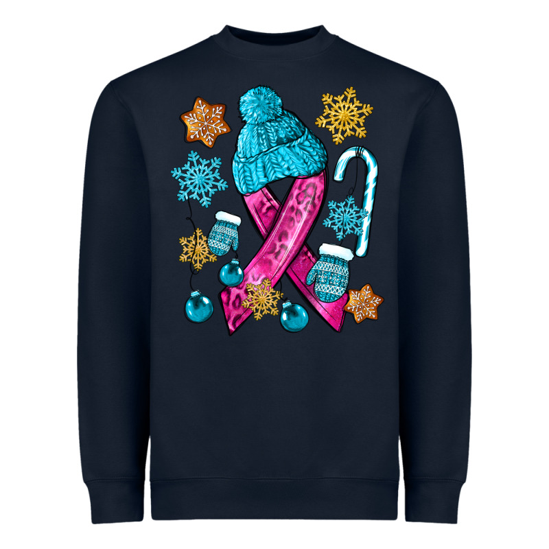 Winter Breast Cancer Ribbon Heavyweight Sweatshirt by NancyCooperArtShop | Teevron