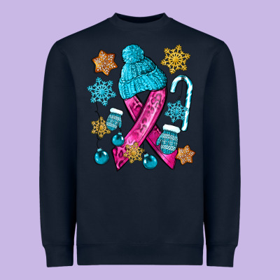 Winter Breast Cancer Ribbon Heavyweight Sweatshirt Designed By Nancycooperartshop