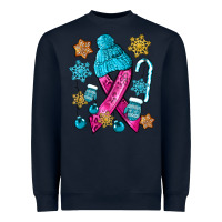 Navy winter breast cancer ribbon Heavyweight Sweatshirt - NancyCooperArtShop