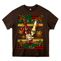 Chocolate Brown snow and beer bottles Heavy Core Tee - AdoDesignShop