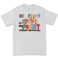 Dove Grey his fight is my fight autism awareness Premium Tee - MaliasSmallBusiness
