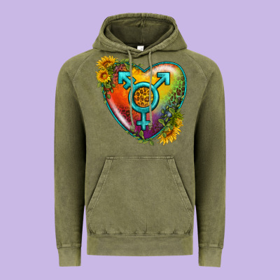 Lgbtq Heart With Sunflower Vintage Hoodie Designed By Bundleandbundleshop