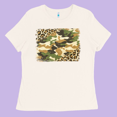 Leopard Camo Pattern Background Ladies Tee Designed By Jasminsmagicworld