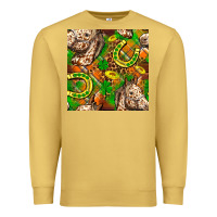 Antique Gold St. Patrick's Day Horse With Horseshoes Seamless Premium Sweatshirt - FaDigitalArtStudio