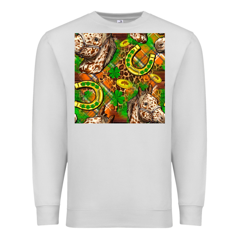 St. Patrick's Day Horse With Horseshoes Seamless Premium Sweatshirt by FaDigitalArtStudio | Teevron