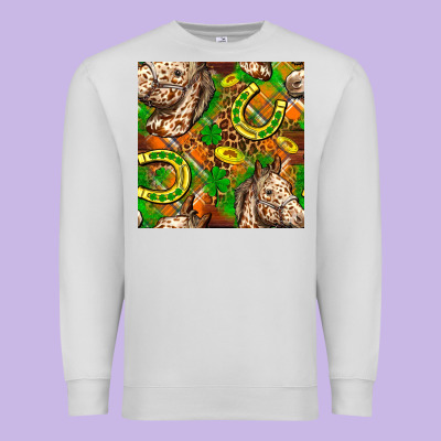 St. Patrick's Day Horse With Horseshoes Seamless Premium Sweatshirt Designed By Fadigitalartstudio