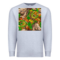 Heather Grey St. Patrick's Day Horse With Horseshoes Seamless Premium Sweatshirt - FaDigitalArtStudio