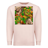 Pale Pink St. Patrick's Day Horse With Horseshoes Seamless Premium Sweatshirt - FaDigitalArtStudio