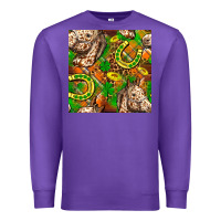 Purple St. Patrick's Day Horse With Horseshoes Seamless Premium Sweatshirt - FaDigitalArtStudio
