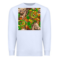 White St. Patrick's Day Horse With Horseshoes Seamless Premium Sweatshirt - FaDigitalArtStudio