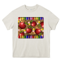 Cream Teacher Crayons And Apples Heavy Core Tee - LillyAllenDesigns