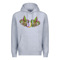 Heather Grey skeleton hands mardi gras Premium Hoodie - OliviaCreatesArt