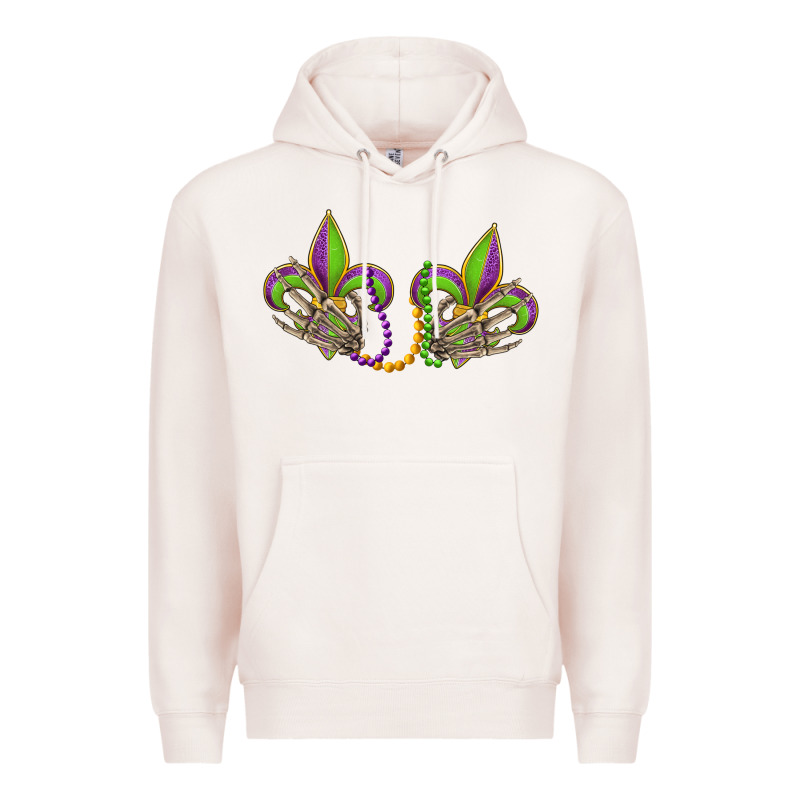 Skeleton Hands Mardi Gras Premium Hoodie by OliviaCreatesArt | Teevron