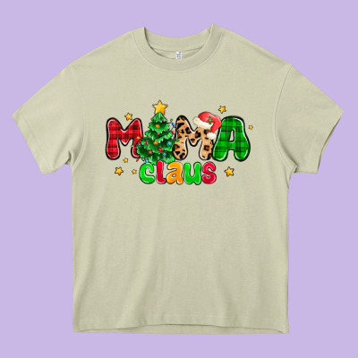 Mama Claus Heavy Core Tee Designed By Nancycooperartshop