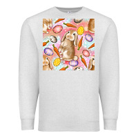 Oatmeal Heather Happy Easter Bunny Seamless Pattern Premium Sweatshirt - BundleAndBundleShop