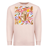 Pale Pink Happy Easter Bunny Seamless Pattern Premium Sweatshirt - BundleAndBundleShop