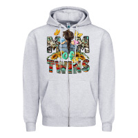 Heather Grey Mom of twins Mother's Day Zipper Hoodie - CowGirlArtShop