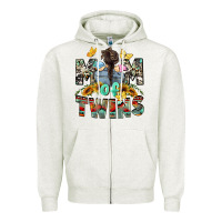 Oatmeal Heather Mom of twins Mother's Day Zipper Hoodie - CowGirlArtShop