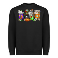 Black Halloween Coffee Cups Heavyweight Sweatshirt - texasbilliewilder
