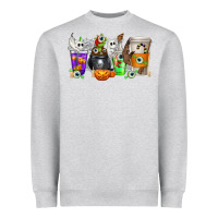 Heather Grey Halloween Coffee Cups Heavyweight Sweatshirt - texasbilliewilder