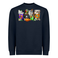 Navy Halloween Coffee Cups Heavyweight Sweatshirt - texasbilliewilder