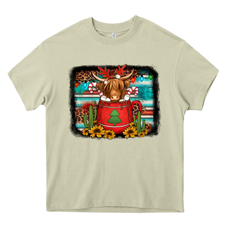 Hot Coco Christmas Highland Cow With Background Heavy Core Tee by Jasminsmagicworld | Teevron