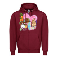 Burgundy Easter hearts Easter Day Zipper Hoodie - HowdyJamesFarm