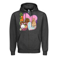 Charcoal Heather Easter hearts Easter Day Zipper Hoodie - HowdyJamesFarm