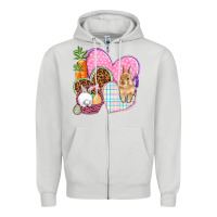 Dove Grey Easter hearts Easter Day Zipper Hoodie - HowdyJamesFarm
