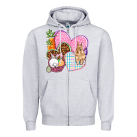 Heather Grey Easter hearts Easter Day Zipper Hoodie - HowdyJamesFarm