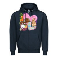 Navy Easter hearts Easter Day Zipper Hoodie - HowdyJamesFarm