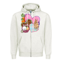 Oatmeal Heather Easter hearts Easter Day Zipper Hoodie - HowdyJamesFarm
