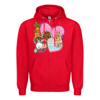 Red Easter hearts Easter Day Zipper Hoodie - HowdyJamesFarm