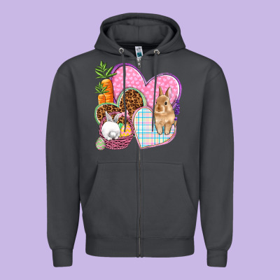 Easter Hearts Easter Day Zipper Hoodie Designed By Howdyjamesfarm