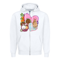 White Easter hearts Easter Day Zipper Hoodie - HowdyJamesFarm