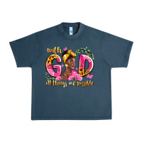 Midnight Navy with god all things are possible black woman Urban Heavy Tee - LillyAllenDesigns
