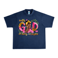 Navy with god all things are possible black woman Urban Heavy Tee - LillyAllenDesigns