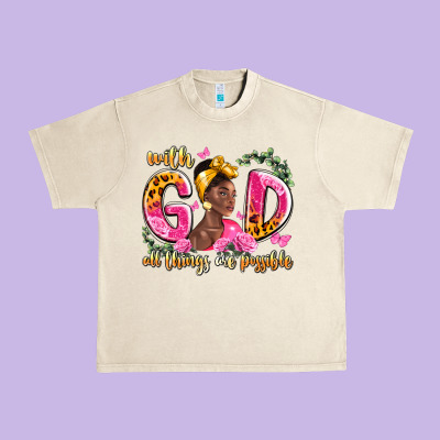 With God All Things Are Possible Black Woman Urban Heavy Tee Designed By Lillyallendesigns